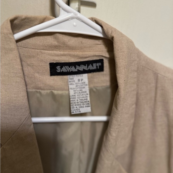 Vintage Savannah Linen Blend Women's Beige Blazer 8P - Picture 3 of 5